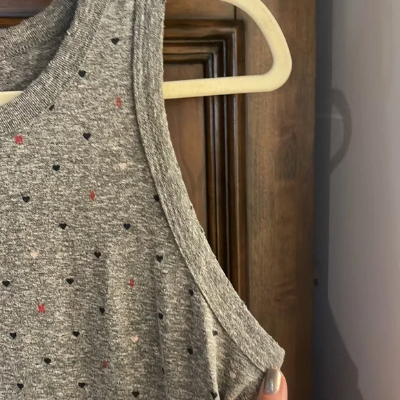 Current/ Elliott Grey Cotton Perfect Muscle Tee Heart Print Dress worn once - Picture 6 of 8